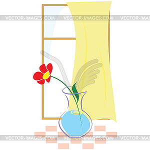 Цветок в вазе - векторный клипарт / векторное изображение