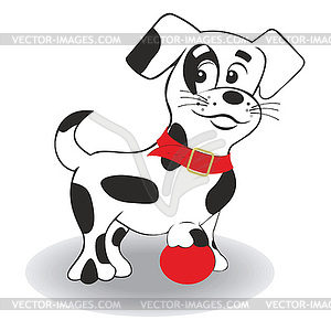 Puppy playing with a ball - stock vector clipart