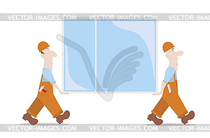 Two workers carry the box - vector image