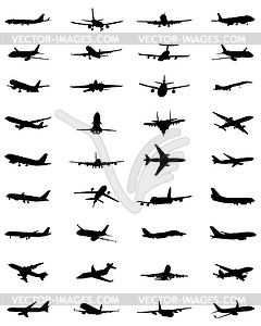 Silhouettes of aircrafts - vector image