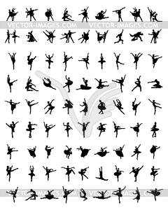 Silhouettes of ballerinas - vector clipart