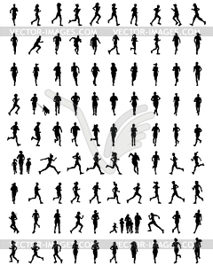 Silhouettes of runners - vector image