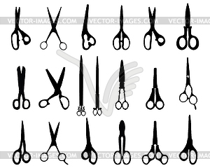 Silhouettes of scissors - vector image