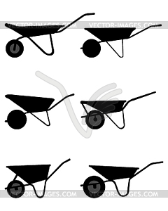 Silhouettes of wheelbarrows - royalty-free vector image