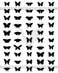 Silhouettes of butterflies - vector image