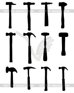 Silhouettes of hammers - vector clipart