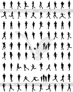 Silhouettes of runners - vector image