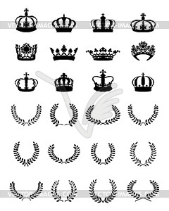 Crowns and wreaths  - vector clip art