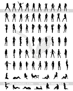 Silhouettes of girls - vector image