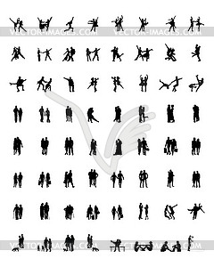 Silhouettes of couples - vector clip art