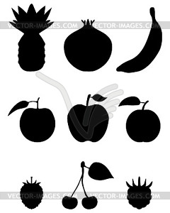 Silhouettes of fruit - royalty-free vector clipart