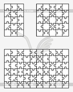 Three white puzzles - vector image