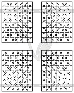 Four white puzzles - vector clipart / vector image