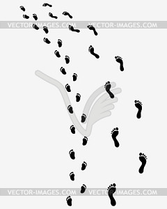 Trail of  bare feet - vector clipart