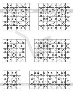 Six white puzzles - vector clipart / vector image