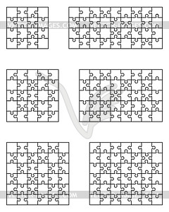 Six white puzzles - vector clip art