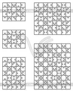 Five white puzzle - royalty-free vector clipart