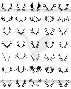 Silhouettes of deer horns - vector image