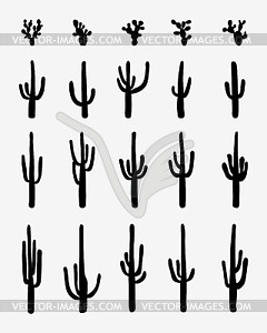 Silhouettes of cactus - vector image