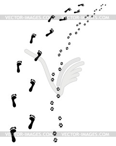 Bare feet and paws - vector clipart / vector image