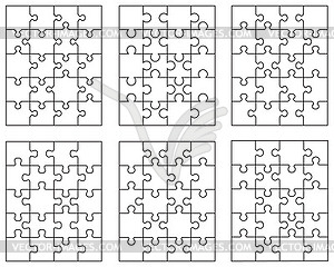 Шесть разных белых головоломок - векторизованное изображение