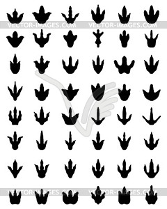 Black footprints of dinosaurs - vector image