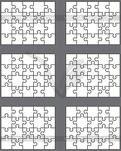 Шесть разных белых головоломок - изображение в векторе / векторный клипарт