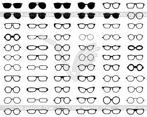 Silhouettes of different eyeglasses - vector clip art