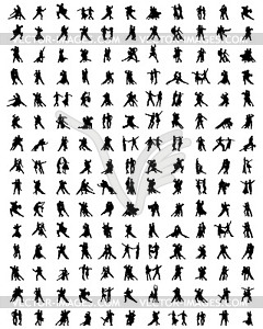 Silhouettes of tango players - vector image