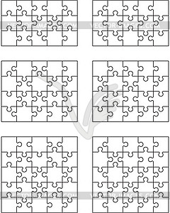 White puzzles, separate pieces - royalty-free vector image