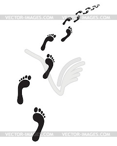 Trail of human bare footsteps - vector clipart