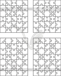 Four different white puzzles - vector image