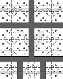 Seven different white puzzles  - vector clipart