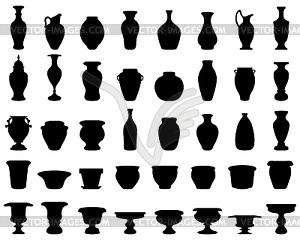  pottery, jars, bowls, vases - vector clip art