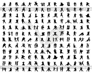 Silhouettes of dance players - vector image