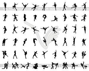 Silhouettes of figure skaters  - vector clipart