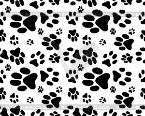 Seamless, print of dogs paws - vector clip art