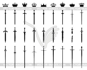 Crowns  and swords  - vector clipart / vector image