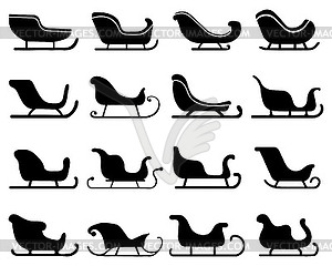 Black sleigh silhouettes - vector clipart