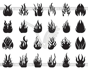 Black silhouettes of flames fire - vector image
