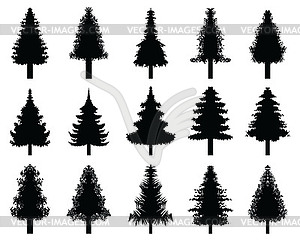 Silhouettes of Christmas tree icons  - vector EPS clipart