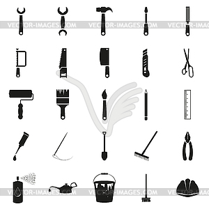 Simple black set of tools icons - vector clipart / vector image
