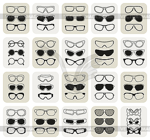 Fashionable glasses simple icons set - vector image