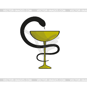 Snake with bowl symbol - vector image