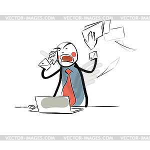 Angry boss business papers - vector clip art