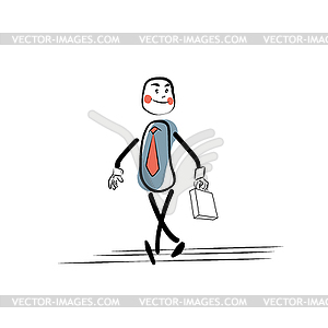 Positive businessman goes to work - color vector clipart