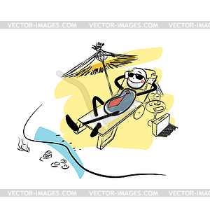 Businessman on beach color - vector clip art