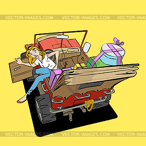 Girl car gifts - vector clip art