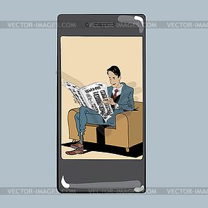 App for reading press man newspaper - vector clipart