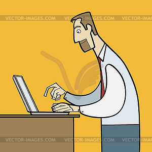 Man working on laptop flat - vector clip art